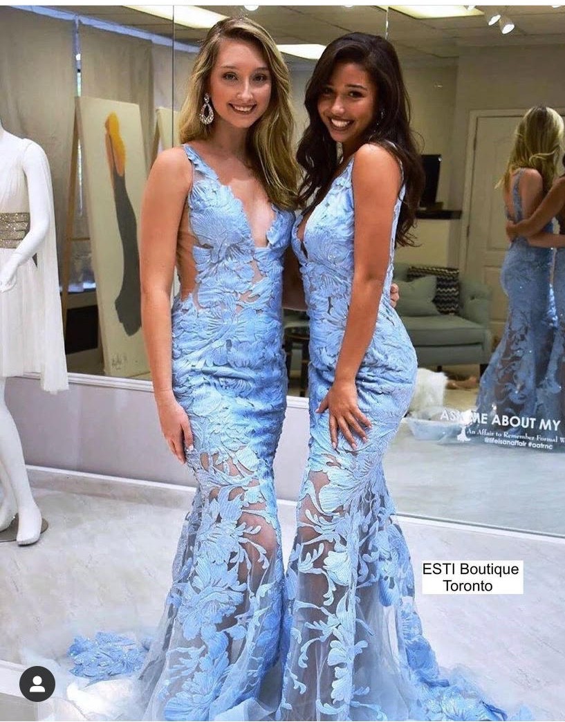 Jovani 60283 Light Blue Floral Appliques Prom Dress 5939